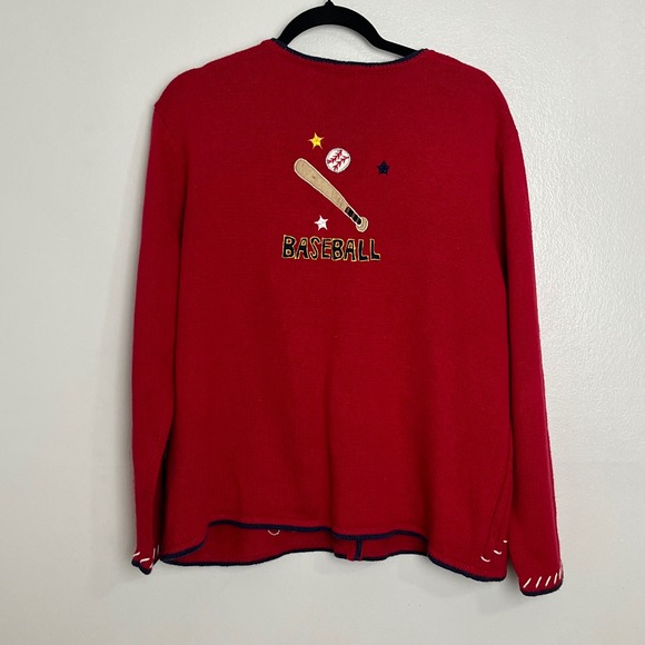 Vintage Grandma Teacher Novelty Baseball Cardigan Embroidered Red XL - Picture 4 of 7